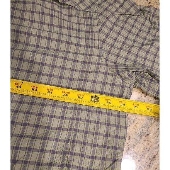 Cabela's Vented Fishing Button Shirt Men's XL Regular Plaid Green Long Sleeve - Picture 10 of 12